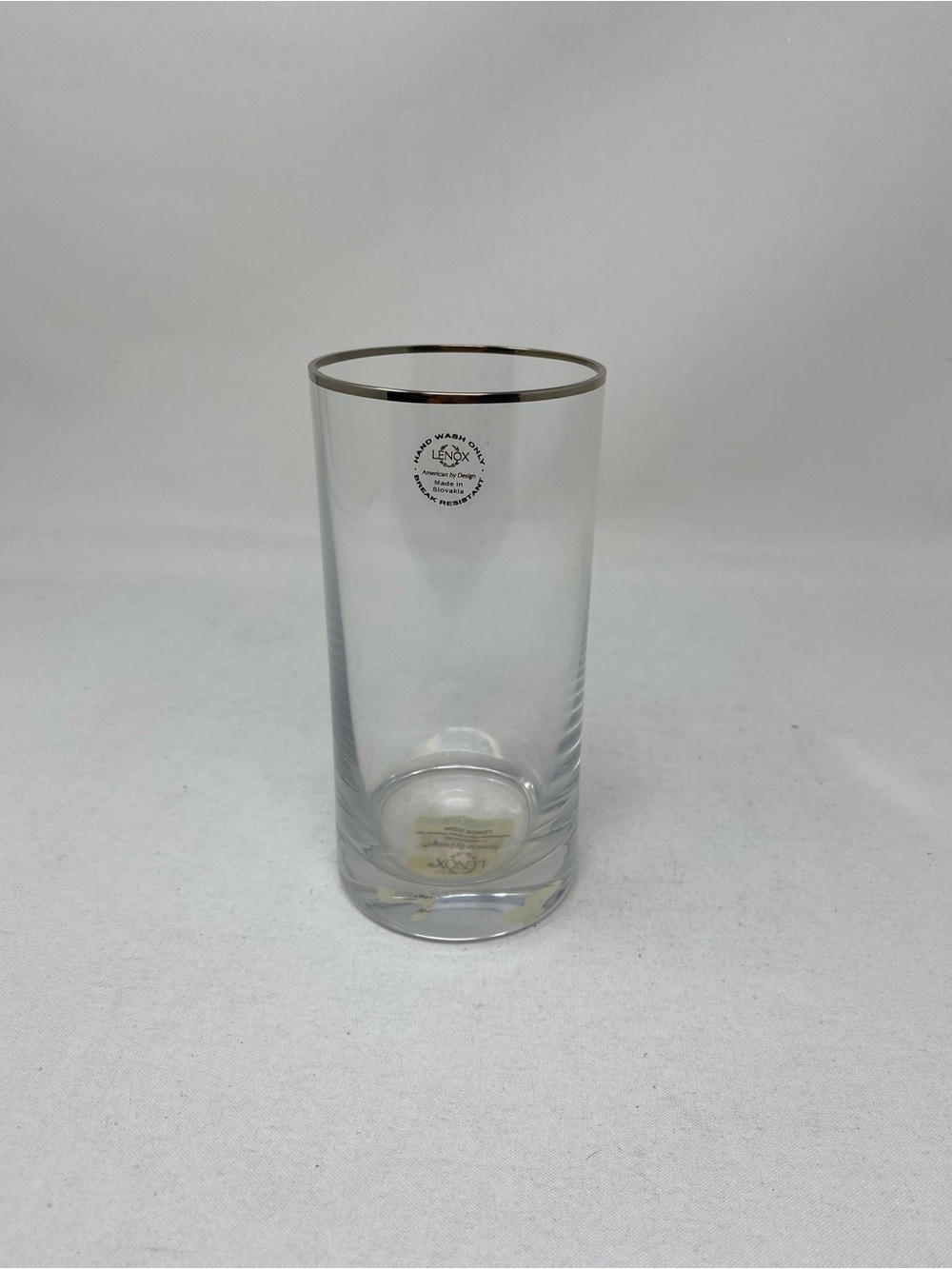 Lenox Timeless Platinum Clear Highball Lead Crystal Glass with Rim